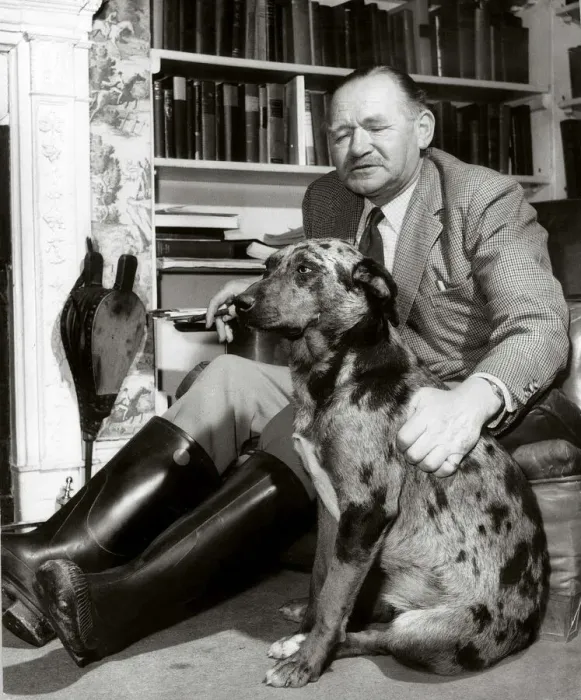 Framed Print : Captain William Ashby with his extremely valuable Texas Leopard Cow Dog which he plans to Framed Print : Captain William Ashby with his extremely valuable Texas Leopard Cow Dog which he plans to