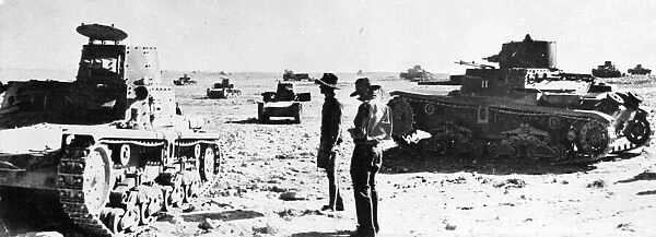 Captured Italian M 11-39 Medium Tanks in the desert near Nibiewa during Operation Compass