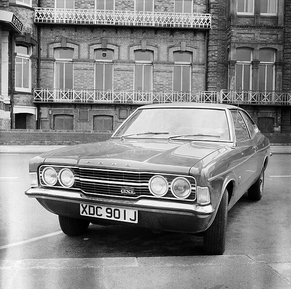 A car outside Redcar office, North Yorkshire. 1971