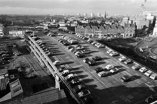A car park in Birmingham, West Midlands. October 1967