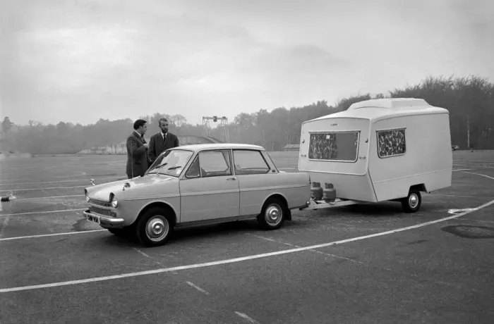 Framed Print : A caravan being towed by a DAF 33 car. November 1969 Z10726-004