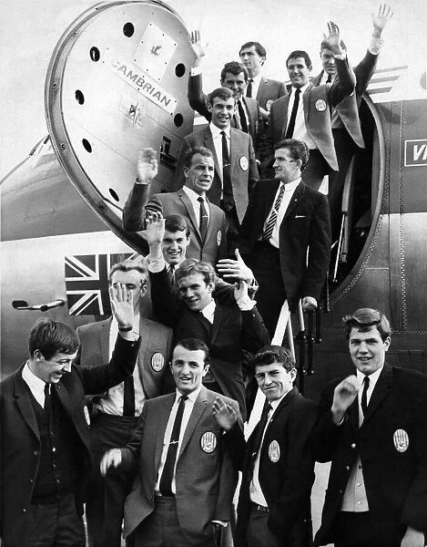 Cardiff City players board a plane for their latest trip abroad in the European Cup