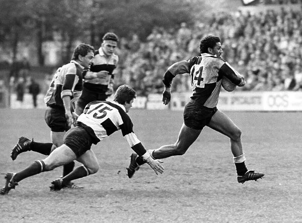 Cardiff v Barbarians. Cardiff wing Gerald Cordle cuts inside