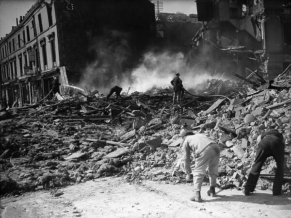 Cardiff, Wales, during The Blitz in World War Two. The Cardiff Blitz refers