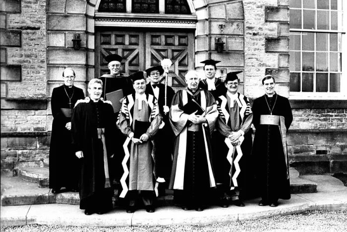 Framed Print : Cardinal Basil Hume Archbishop of Westminster, was receiving an Honorary Doctor of Framed Print : Cardinal Basil Hume Archbishop of Westminster, was receiving an Honorary Doctor of