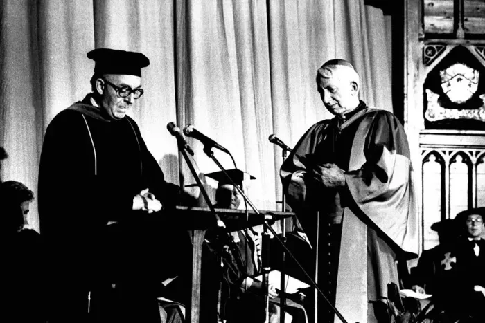 Framed Print : Cardinal Basil Hume Archbishop of Westminster, was receiving an Honorary Doctor of Framed Print : Cardinal Basil Hume Archbishop of Westminster, was receiving an Honorary Doctor of