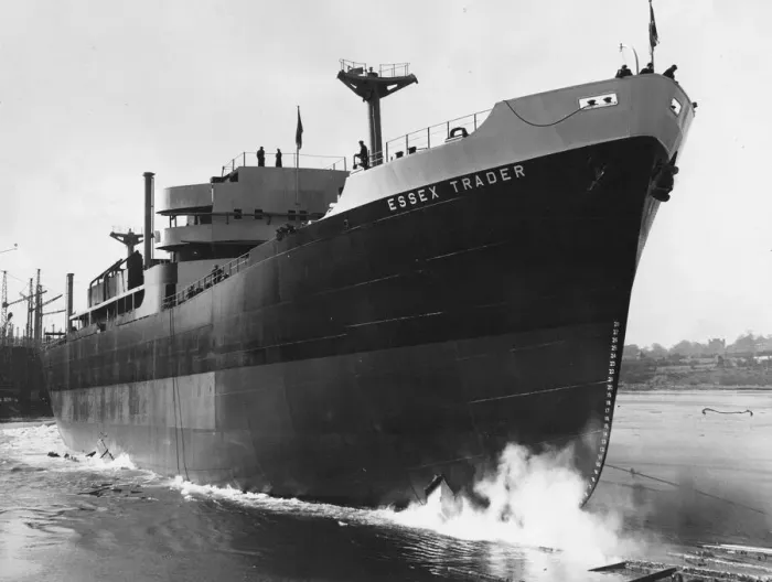 Framed Print : The cargo ship Essex Trader after her launch at Austin and Pickersgill Framed Print : The cargo ship Essex Trader after her launch at Austin and Pickersgill