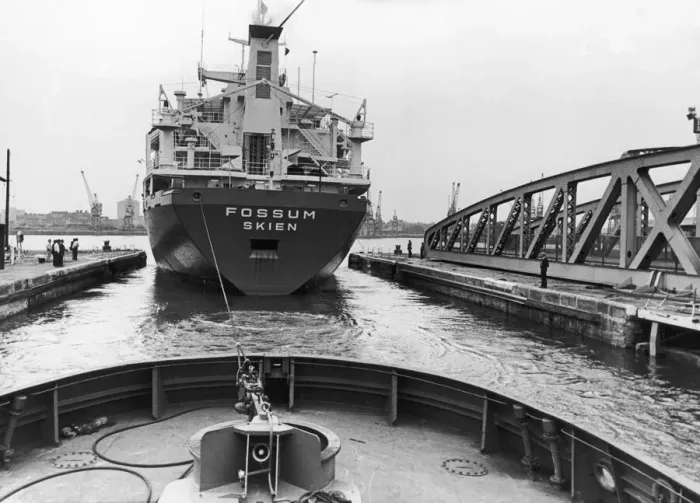 Framed Print : The cargo ship Fossum seen here leaving Middlesbrough Docks. 6th September 1979 Framed Print : The cargo ship Fossum seen here leaving Middlesbrough Docks. 6th September 1979