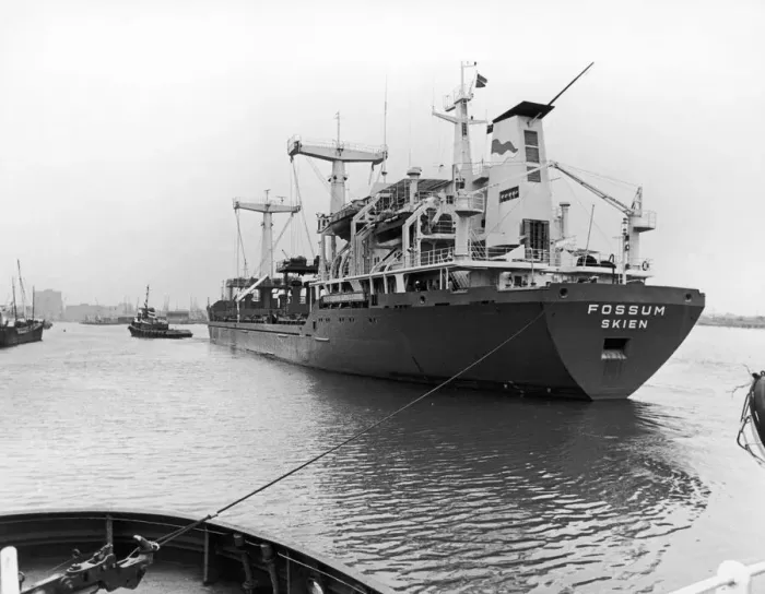 Framed Print : The cargo ship Fossum seen here leaving Middlesbrough Docks. 6th September 1979 Framed Print : The cargo ship Fossum seen here leaving Middlesbrough Docks. 6th September 1979