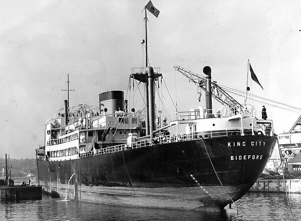 The cargo ship King City seen leaving South Dock, River Wear, Sunderland