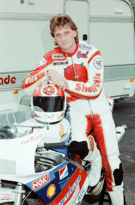 Framed Print : Carl Fogarty, Motorbike Racer, aged 23 years old, 22nd September 1988