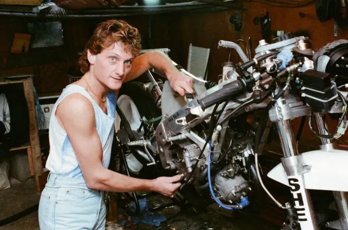 Framed Print : Carl Fogarty, Motorbike Racer, aged 23 years old, 22nd September 1988
