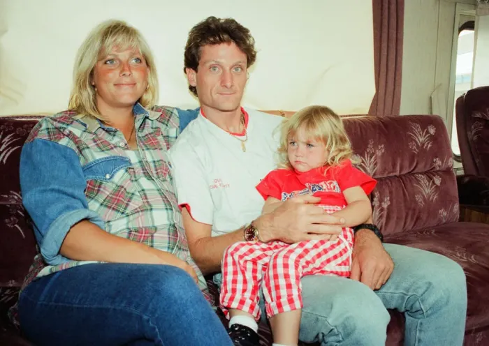 Framed Print : Carl Fogarty, World Superbike Racer, 22nd July 1994. Pictured with wife Michaela