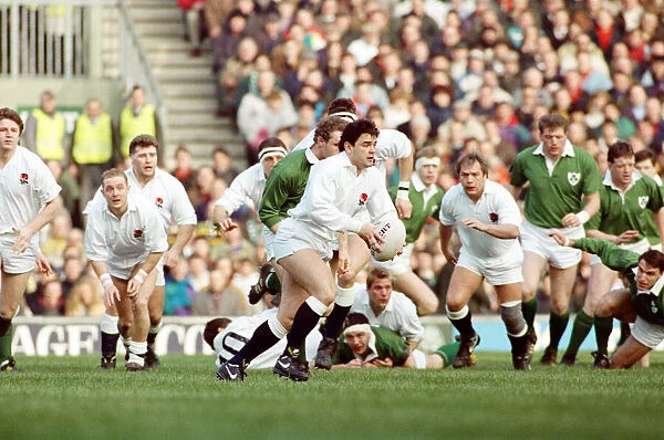 Will Carling England Rugby Union Captain. Shown running with the ball while playing for