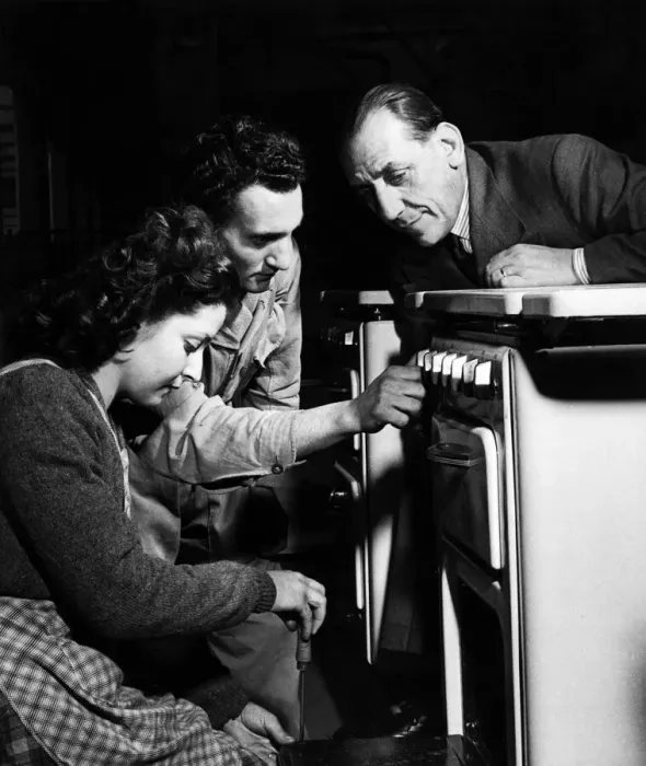 Framed Print : Carlo Brambilla inspects one of the electric cooking ranges his plant manufactures Framed Print : Carlo Brambilla inspects one of the electric cooking ranges his plant manufactures