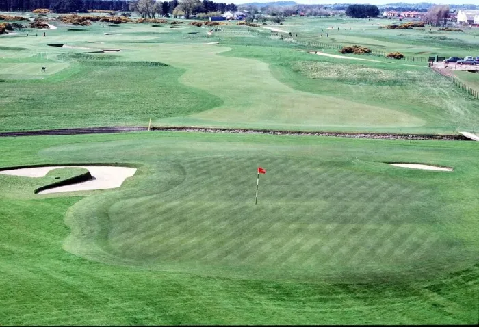 Framed Print : Carnoustie golf course 18th fairway June 1999 scene for the 1999 British Open Golf Framed Print : Carnoustie golf course 18th fairway June 1999 scene for the 1999 British Open Golf