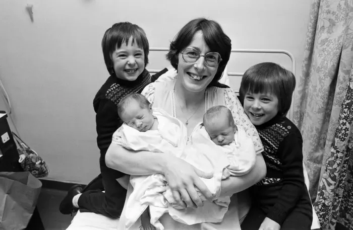Framed Print : Carol Adams, who has just given birth to her second set of twin boys Framed Print : Carol Adams, who has just given birth to her second set of twin boys