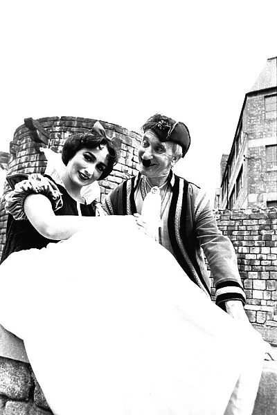Carol Leroy and Nat Jackley on a photoshoot on the Newcastle City Walls for