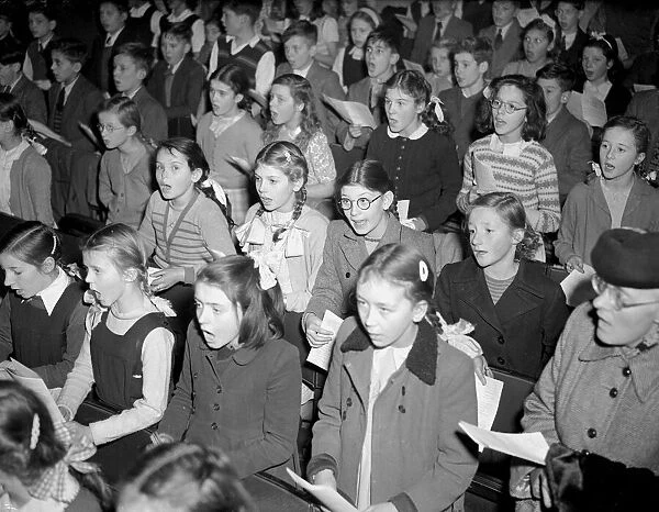 Carol singing in Central Hall. December 1949