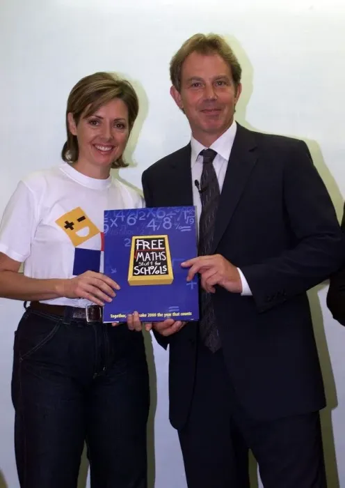 Framed Print : Carol Vorderman and Tony Blair launch Free Maths Stuff for Schools September 1999 Framed Print : Carol Vorderman and Tony Blair launch Free Maths Stuff for Schools September 1999