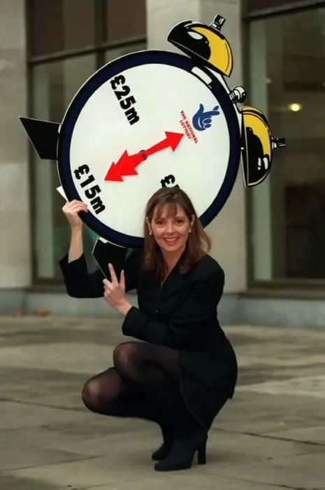 : Carol Vorderman TV Presenter November 97 With a lottery clock which shows an arrow : Carol Vorderman TV Presenter November 97 With a lottery clock which shows an arrow