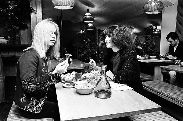Caroline Coon with friend in Cranks Restaurant London October 1969