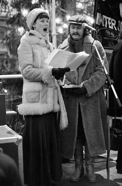 Carols at Trafalgar Square, London. December 1977