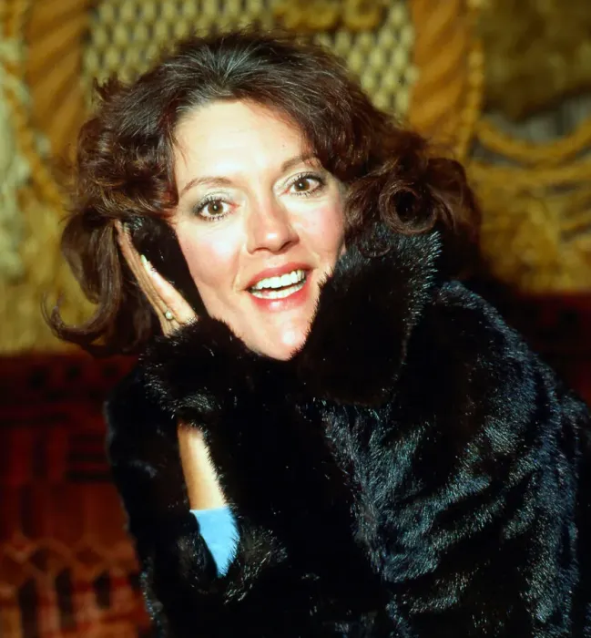 Framed Print : Carolyn Jones wearing fur coat March 1982 Framed Print : Carolyn Jones wearing fur coat March 1982