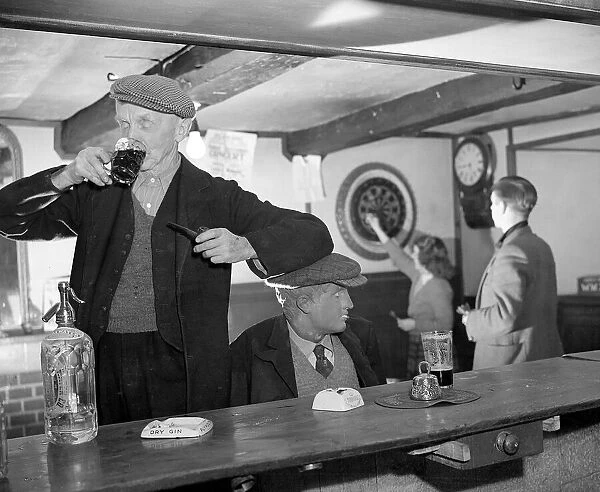 The Carpenters Arms, Metherell, Cornwall. December 1952 Mr George Hunn 71 leans