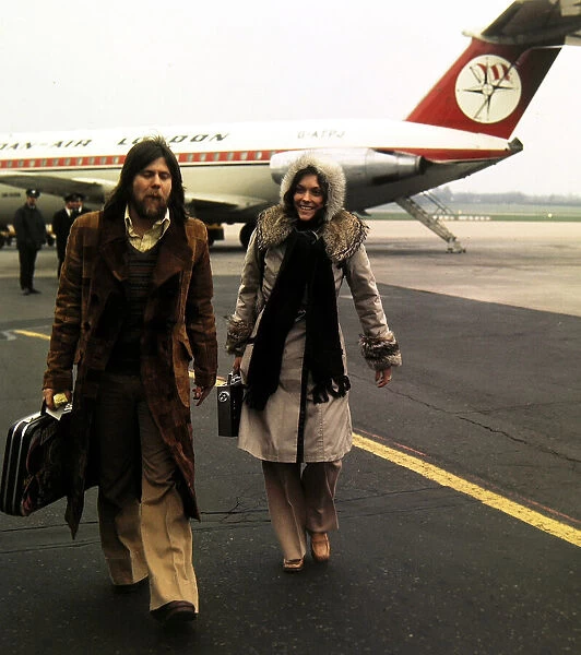 The Carpenters - Pop Group arriving at Birmingham airport February 1974