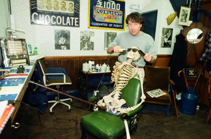 Framed Print : Its a case of shaving close to the bone as Redcar demon barber Mike Forbes gets to Framed Print : Its a case of shaving close to the bone as Redcar demon barber Mike Forbes gets to