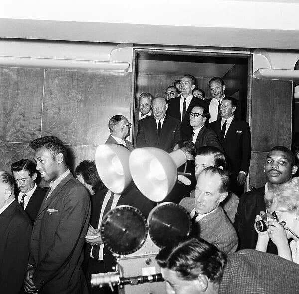 Cassius Clay (Muhammad Ali) in London on the day of his arrival ahead of his non-title