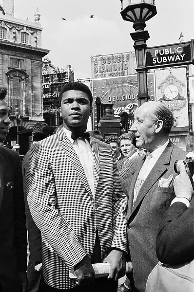 Cassius Clay (Muhammad Ali) in Londons West End on the day of his arrival ahead of