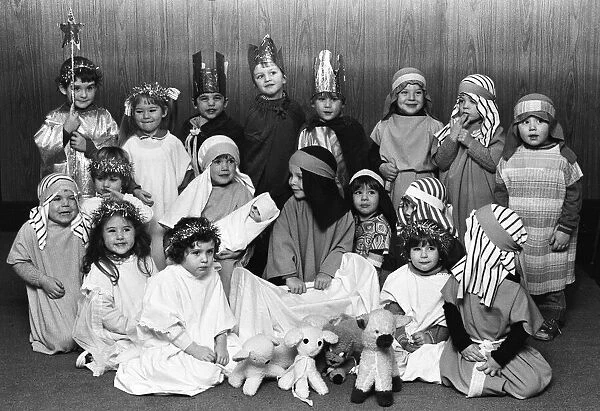 The cast of Brookside Playgroup nativity play, Manchester December 1982