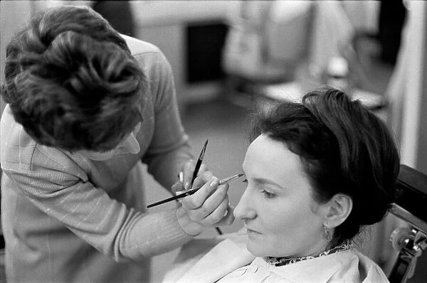 The cast of Coronation Street on set. Eileen Derbyshire in makeup