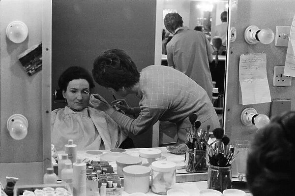 The cast of Coronation Street on set. Eileen Derbyshire in make-up
