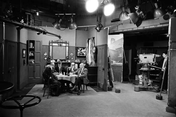 Framed Print : The cast of Coronation Street on set. Jack Howarth as Albert Tatlock Framed Print : The cast of Coronation Street on set. Jack Howarth as Albert Tatlock
