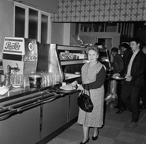 The cast of Coronation Street on set. Margot Bryant in the canteen