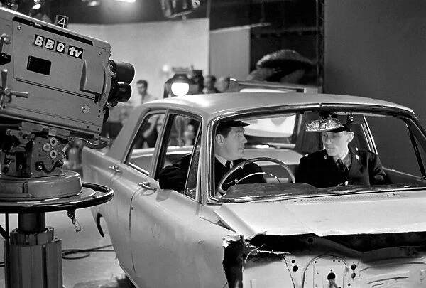 Cast and crew of Z-Cars TV programme seen here recording an episode of the show in