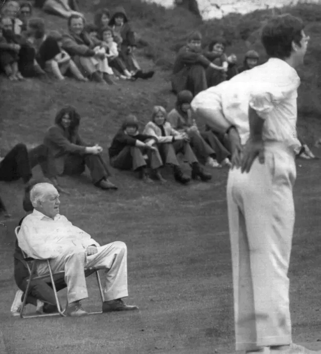 Framed Print : The cast of Dads Army taking part in a charity cricket match at Hayfield in Derbyshire Framed Print : The cast of Dads Army taking part in a charity cricket match at Hayfield in Derbyshire