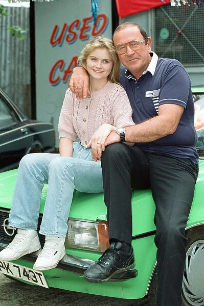 The cast of EastEnders on set. Daniella Westbrook as Sam Mitchell
