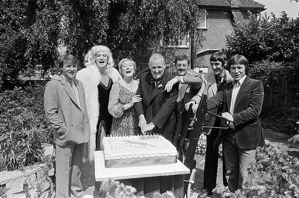 The cast of new Thames TV series Fox filming a birthday scene for father of