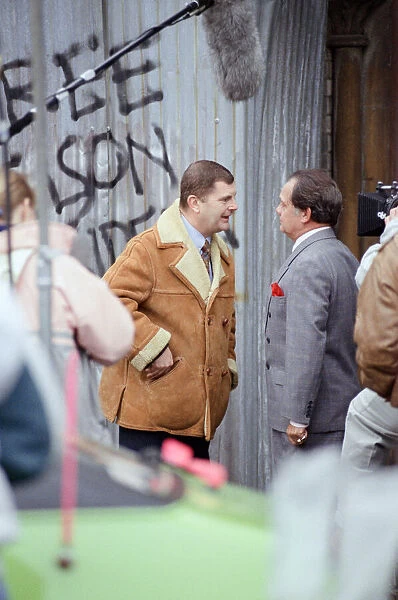 The cast of 'Only Fools and Horses'television series on set filming a
