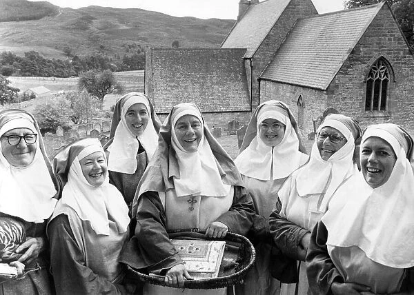 The cast of the play The Seven Nuns, who are left to right, Ann Clark, Freda Howarth
