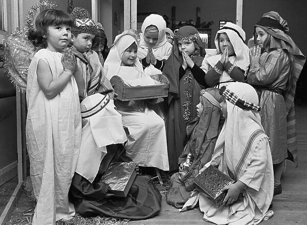 The cast of The White House Nursery School nativity play. 18th December 1968