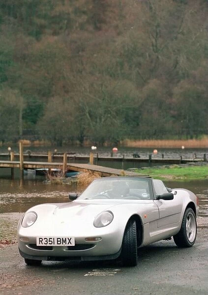Caterham 21 sports car November 1997 beside jetty
