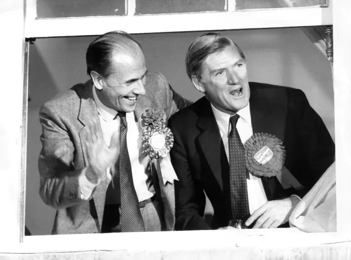 Framed Print : Cecil Parkinson Conservative MP and Norman Tebbit at the Tory celebrations Framed Print : Cecil Parkinson Conservative MP and Norman Tebbit at the Tory celebrations