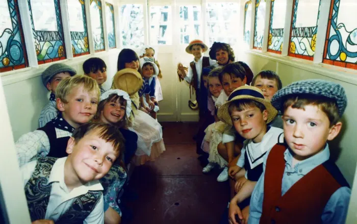 Framed Print : To celebrate the 110th Anniversary of the Saltburn lift children turned out in Victorian Framed Print : To celebrate the 110th Anniversary of the Saltburn lift children turned out in Victorian