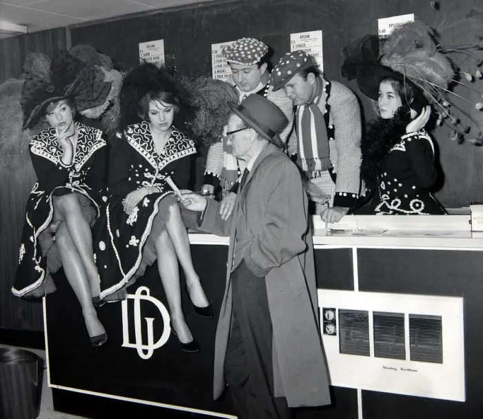 Framed Print : To celebrate the beginning of the Epsom meeting, bookmaker Gus Demmy decided to brighten