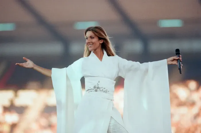 Framed Print : Celine Dion in Concert, Lets Talk About Love World Tour, Murrayfield Stadium